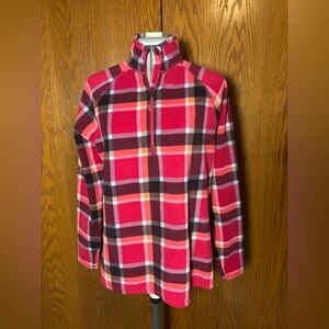 Eddie Bauer women’s Plaid Fleece Quarter-Zip Pullover. Medium.